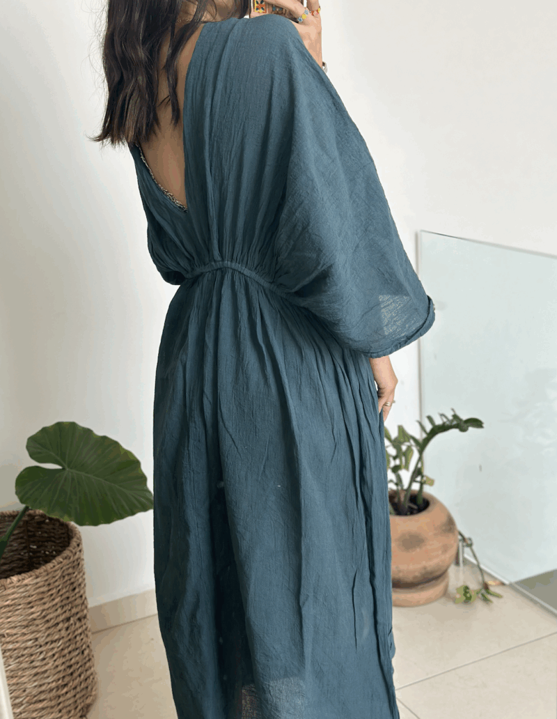 Vestido Tulipán Azul Marino - Imagen 3